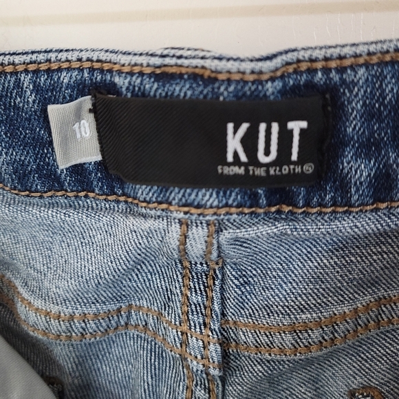 Kut From The Kloth Fab Ab High Rise Ankle Straight Jeans Size 10 Distressed Hem - Picture 4 of 9